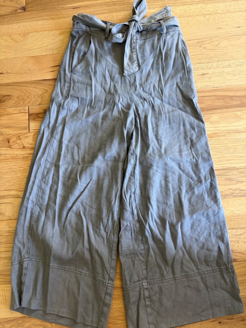 Splendid Olive Tie-Waist High-Rise Wide Leg Pants